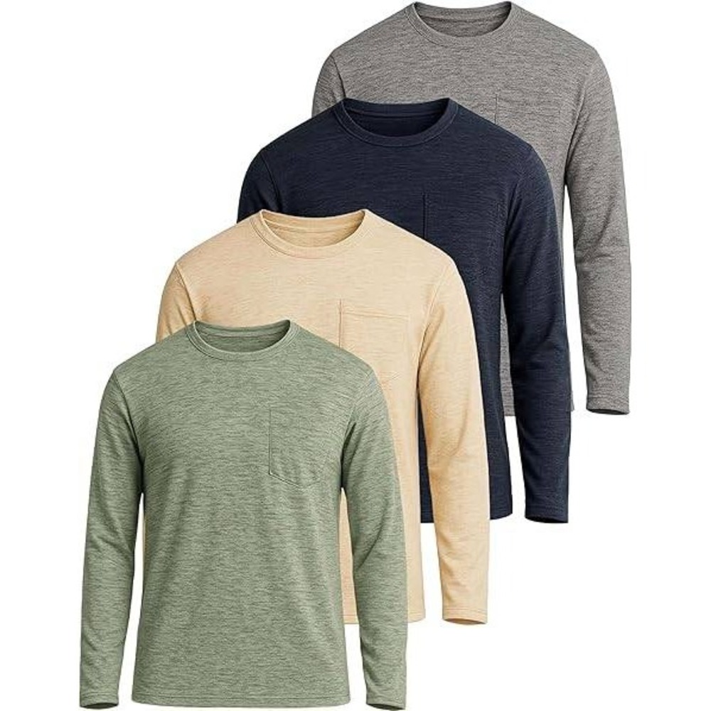 Set of 4 MSRP‎ $39 Real Essentials Men's S Dry-Fit  Long Sleeve Pocket T-Shirt